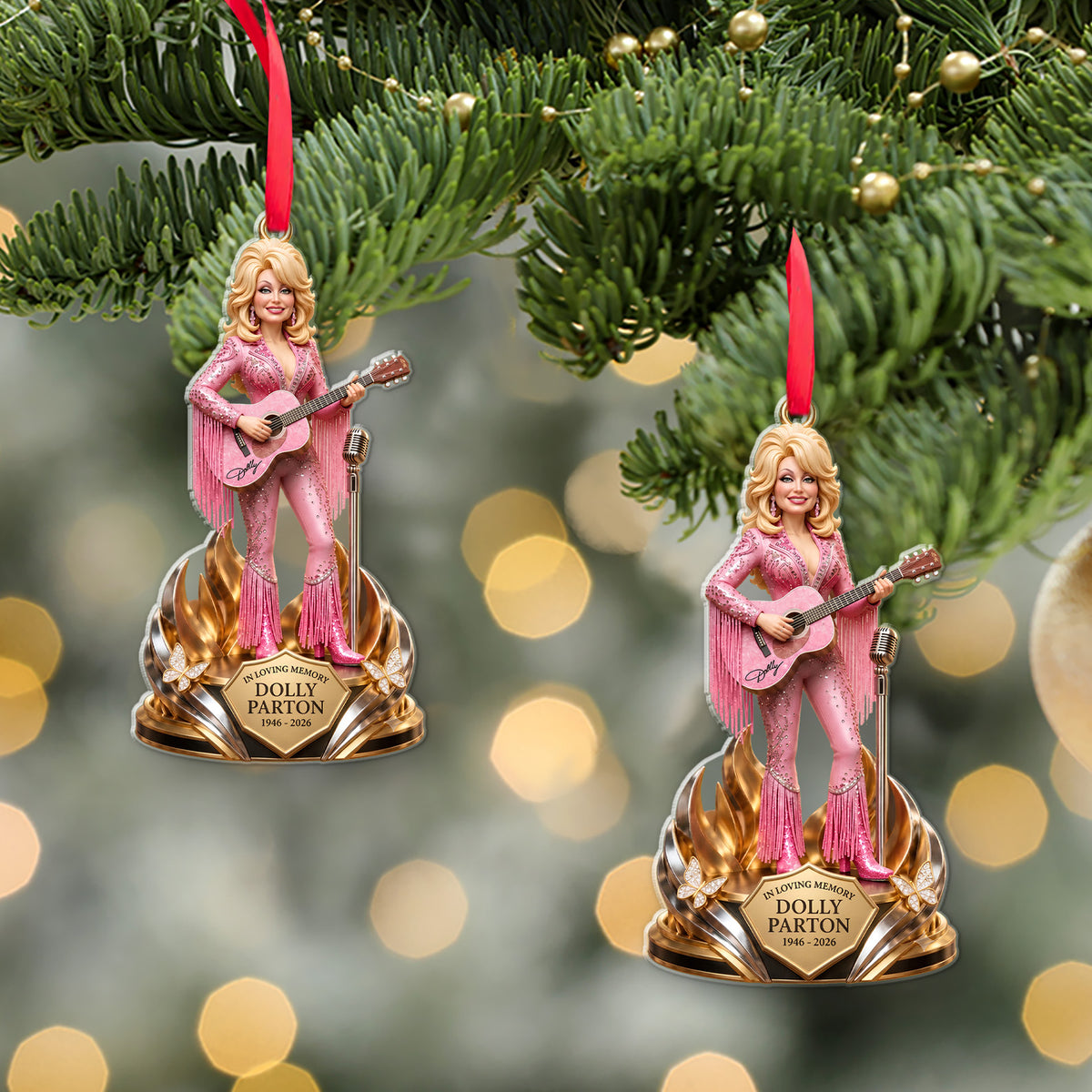 Dolly Parton Memorial Acrylic Ornament, In Loving Memory 1946–2026 Country Music Christmas Ornament 686303