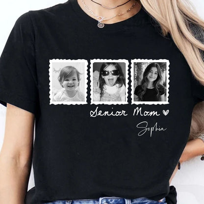 Personalized Vintage Photo Senior Mom Shirt, Custom Class of 2027 Picture Tee, Graduation Keepsake Gift 685681