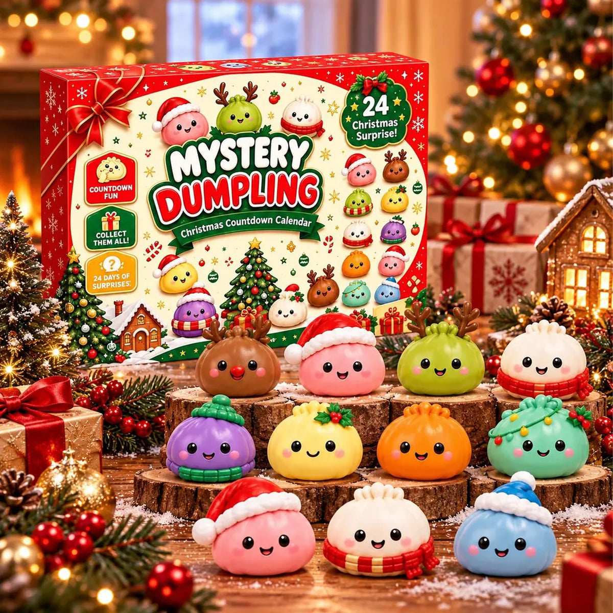 Christmas Dumpling Advent Calendar 2026, 24 Days Mystery Squishy Toys Countdown, Kawaii Christmas Gift 686655 WFD