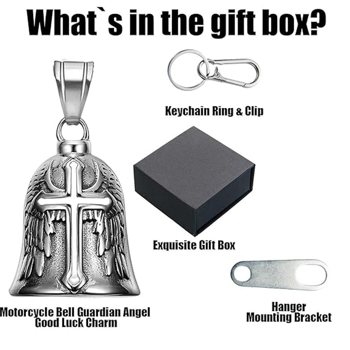 Christian Cross Motorcycle Bell, Guardian Angel Charm, Biker Accessory for Riding Safety, Guardian Riding Bell 684053