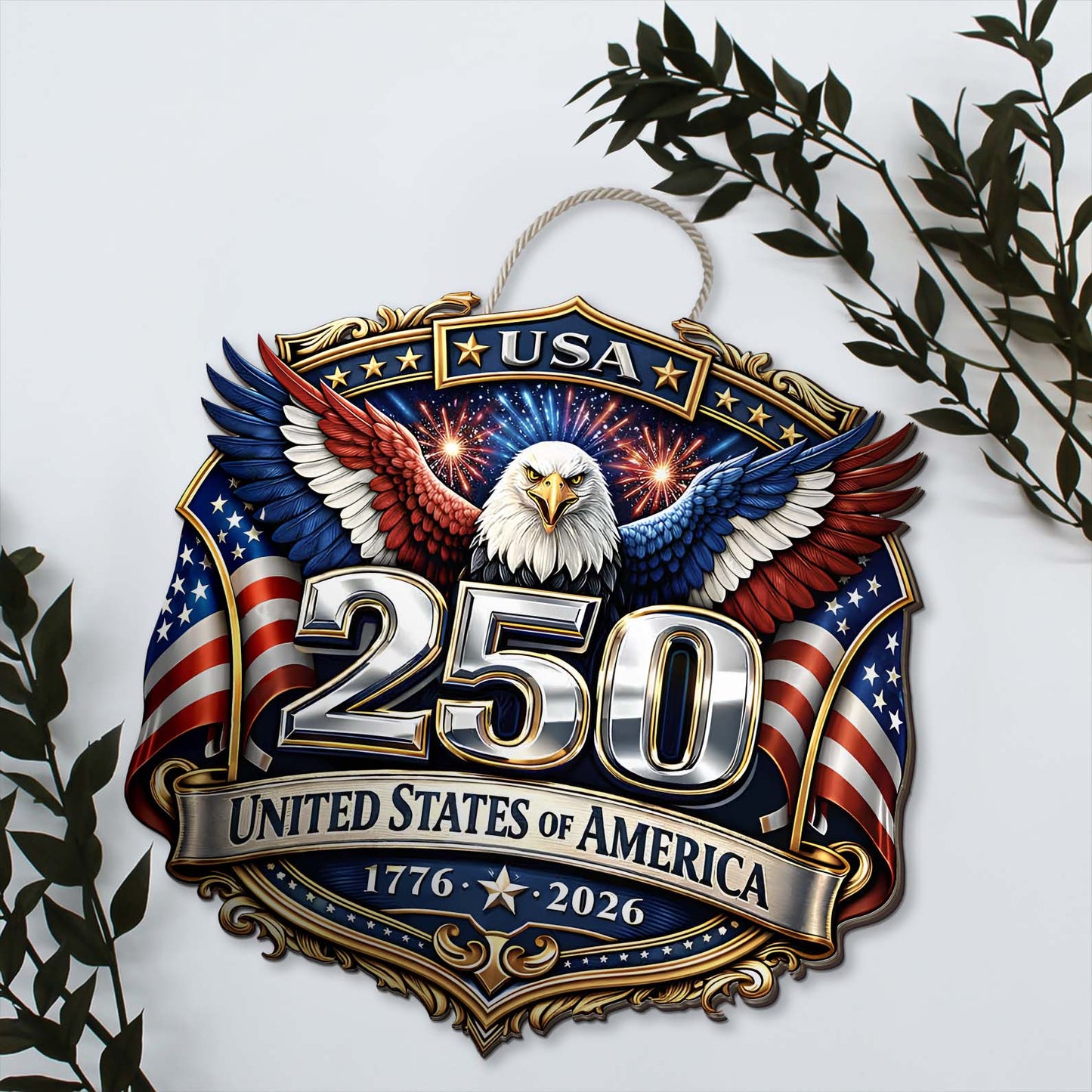 250 Years USA Wooden Sign | Patriotic Eagle US Flag 1776–2026 Sign | 4th of July Wood Sign 684533