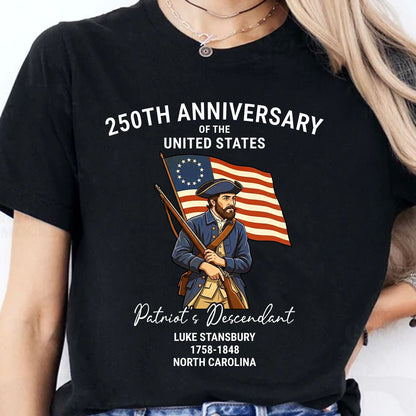 Personalized Patriot’s Descendant Shirt, Custom 250 Years USA Tee, 4th of July Independence Day Gift 684758