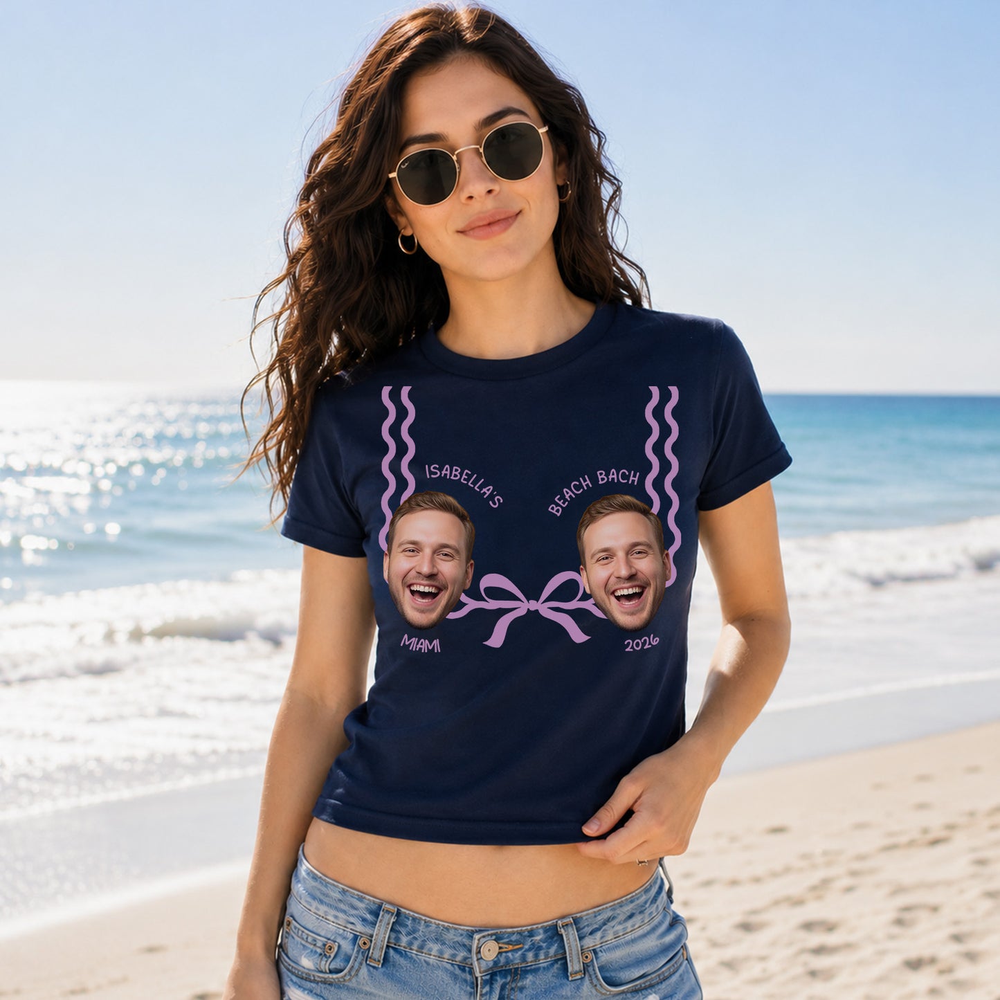 Custom Groom Face Bachelorette Baby Tee, Personalized Bride Beach Bach Shirt, Funny Bride To Be Tee 685715