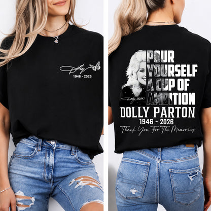 Dolly Parton Memorial Pocket & Back Shirt, Country Music Tribute Tee, Thank You For The Memories T-Shirt 686076
