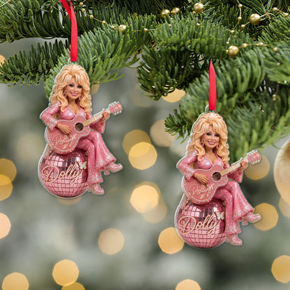 Dolly Parton Acrylic Ornament, Pink Disco Ball Country Music Ornament, Dolly Fan Christmas Gift 686094