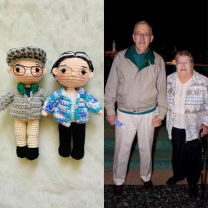 Personalized Couple Crochet Doll, Custom Portrait Crochet Doll, Handmade Anniversary Gift for Mom & Dad 683777