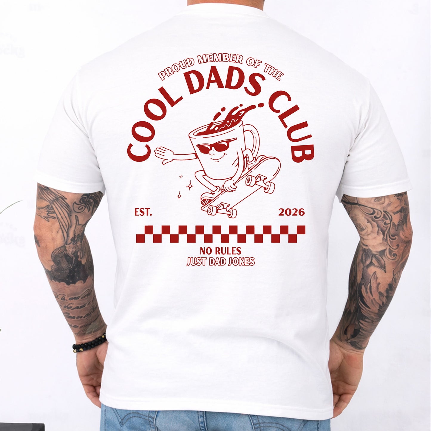 Personalized Cool Dads Club Backside Shirt, No Rules Just Dad Jokes T-Shirt, Funny Father’s Day Gift for Dad 684945