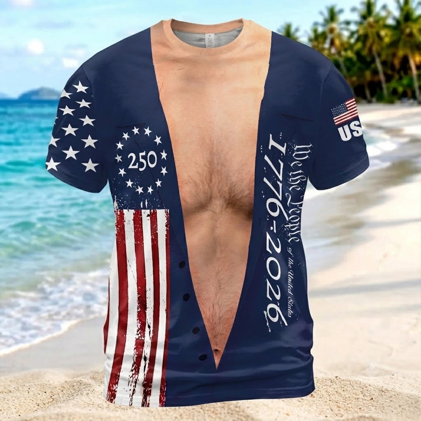 250 Years of America AOP Shirt, Funny Patriotic Tee, Vintage USA 1776–2026 All Over Print Shirt 685592