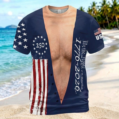 250 Years of America AOP Shirt, Funny Patriotic Tee, Vintage USA 1776–2026 All Over Print Shirt 685592