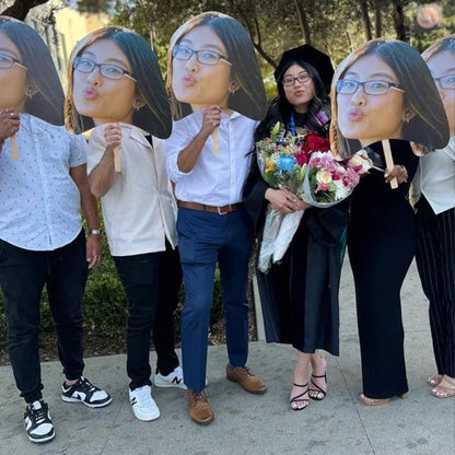 Custom Big Head Face Cutouts, Face on a Stick Handheld Fan, Personalized Graduation Fan 684904