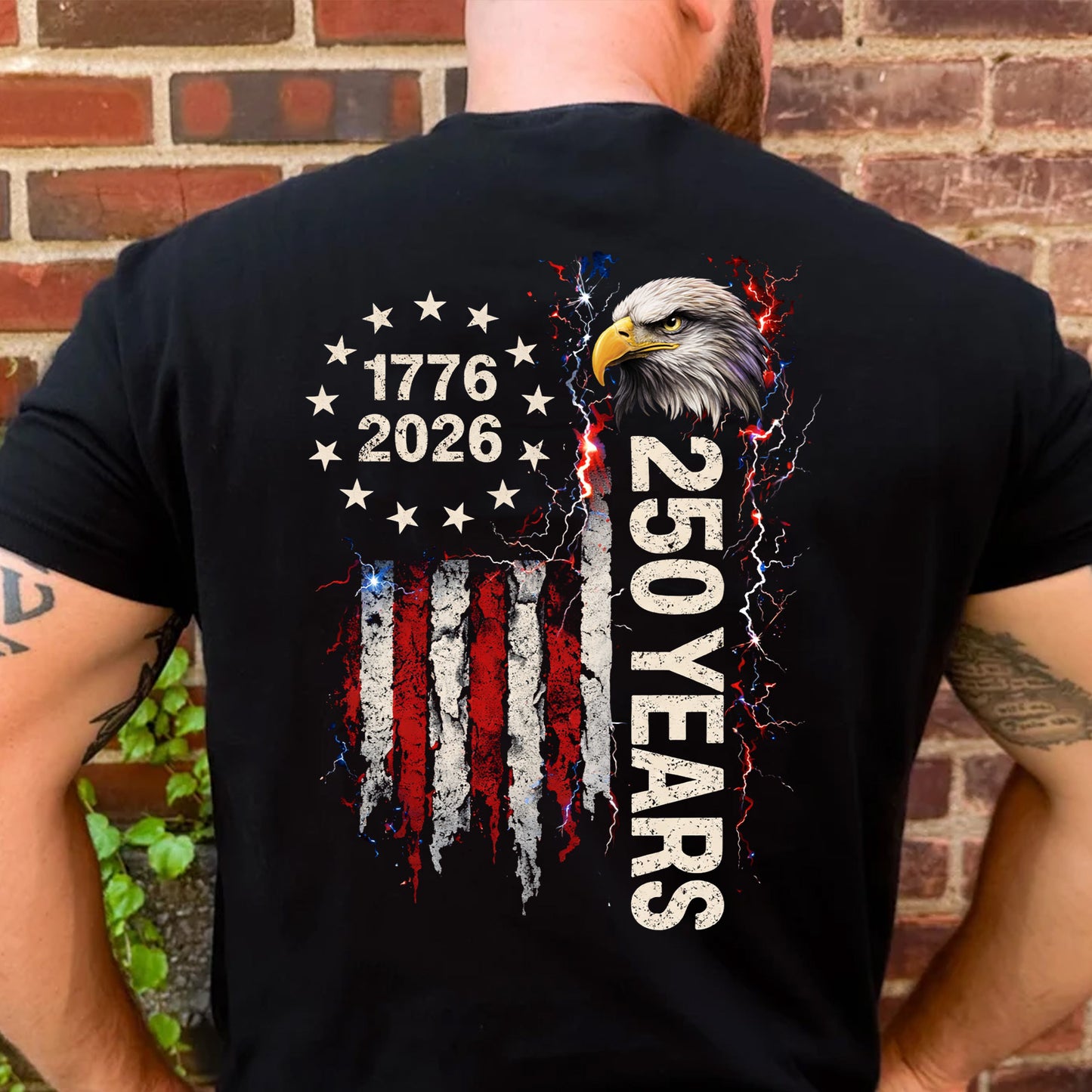 250 Years Patriotic Eagle Back Shirt, 1776-2026 US Flag T-Shirt, 4th of July Independence Day Gift Tee 684749
