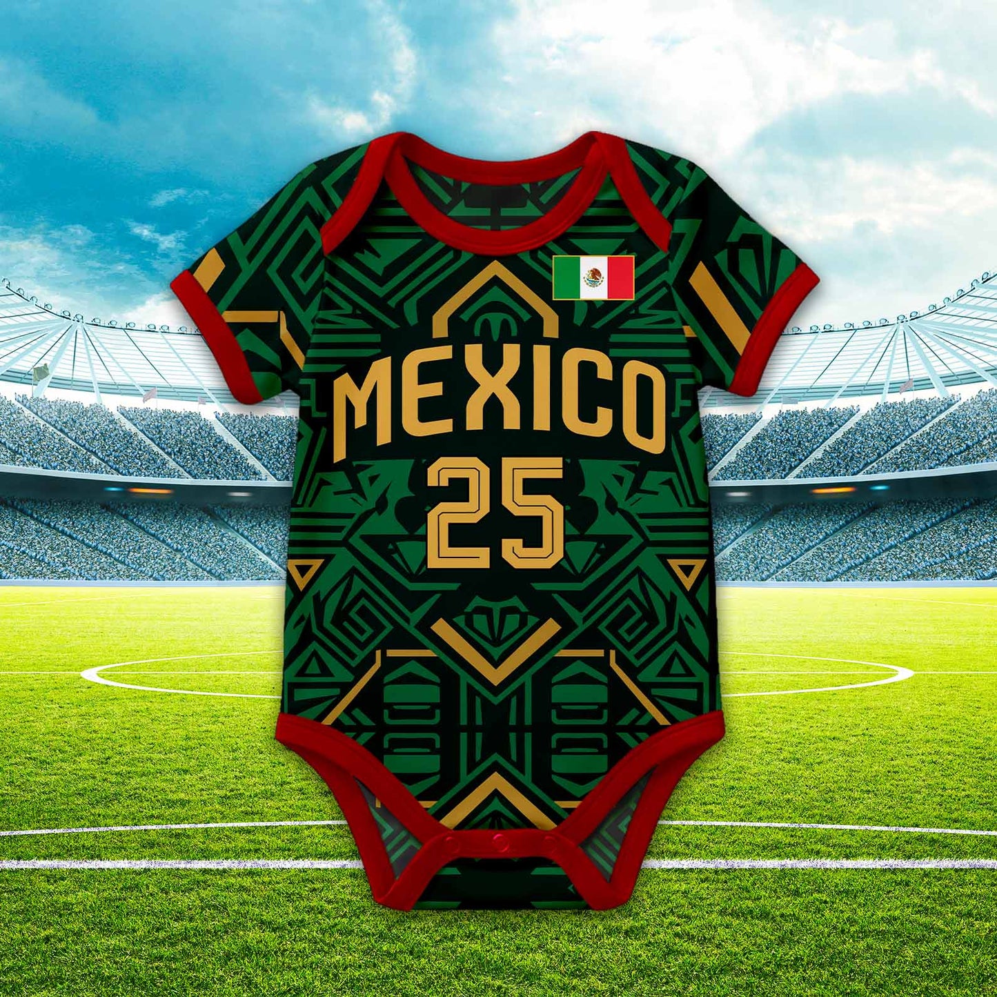 Custom Mexico 2026 Soccer Baby Bodysuit, Personalized Name Number Kids Jersey, Mexico Football Infant Shirt 685355