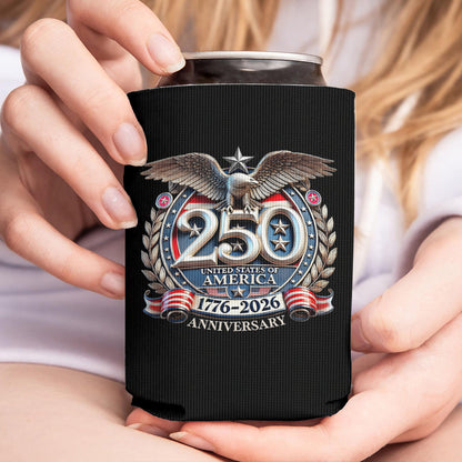 Freedom 250 Years of America Can Cooler | Patriotic 4th of July 1776–2026 Eagle US Can Sleeve 684551