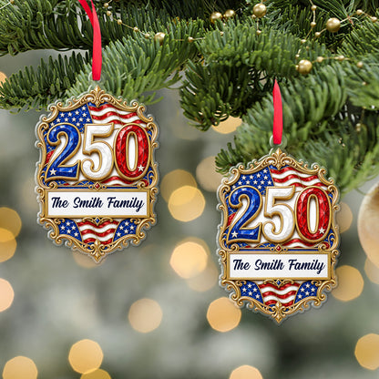 Personalized 250 Years USA Acrylic Ornament, Custom Name Patriotic Christmas Ornament 686416