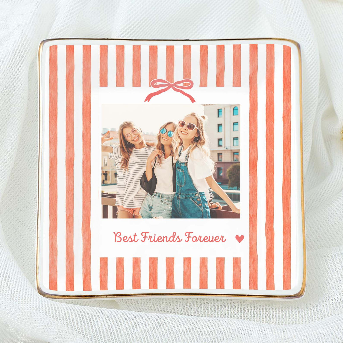 Personalized Bestie Trinket Dish, Custom Photo Sister Jewelry Dish, Ceramic Ring Tray, Bridesmaid Gift 686168
