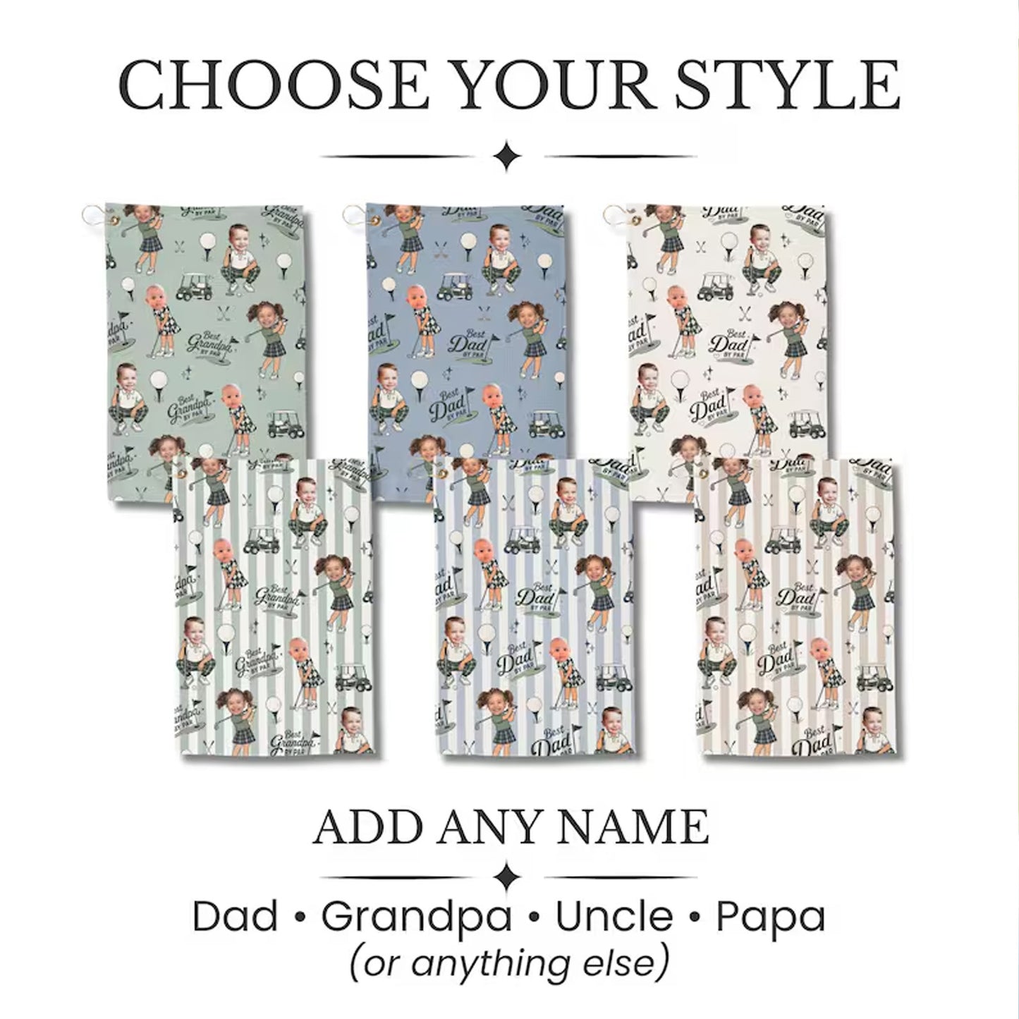 Personalized Kids Photo Golf Towel, Custom Dad Golf Gift From Kids, Father’s Day Golf Keepsake 685105