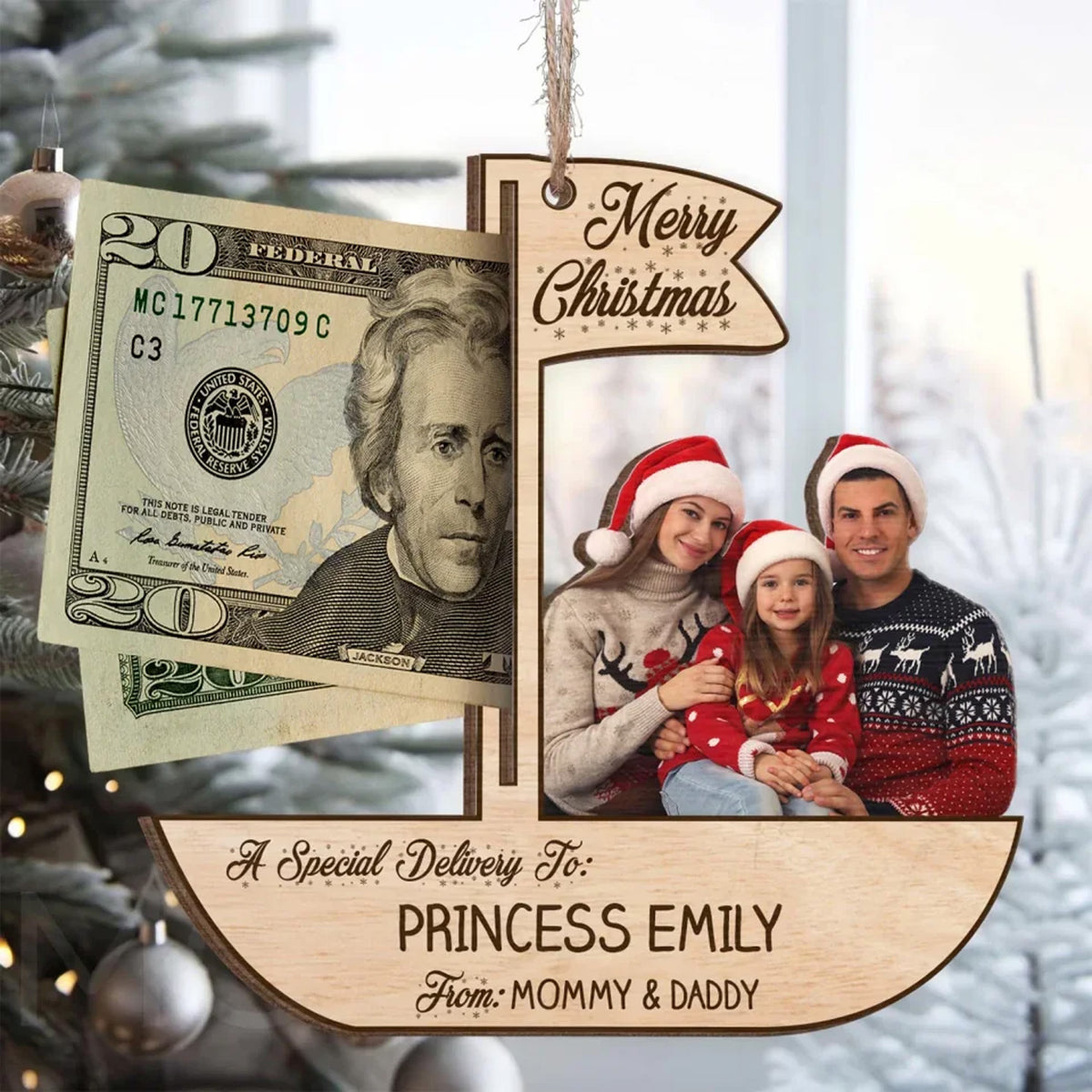 Personalized Christmas Boat Wooden Money Holder Ornament, Custom Photo Special Delivery Family Gift 686242 WFD