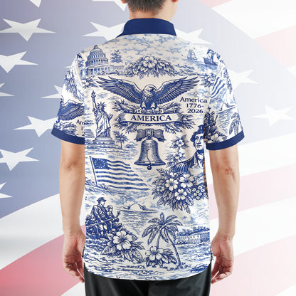 250 Years of America 1776–2026 Polo Shirt, Vintage Patriotic All-Over Print Polo, 4th of July USA Shirt 684893