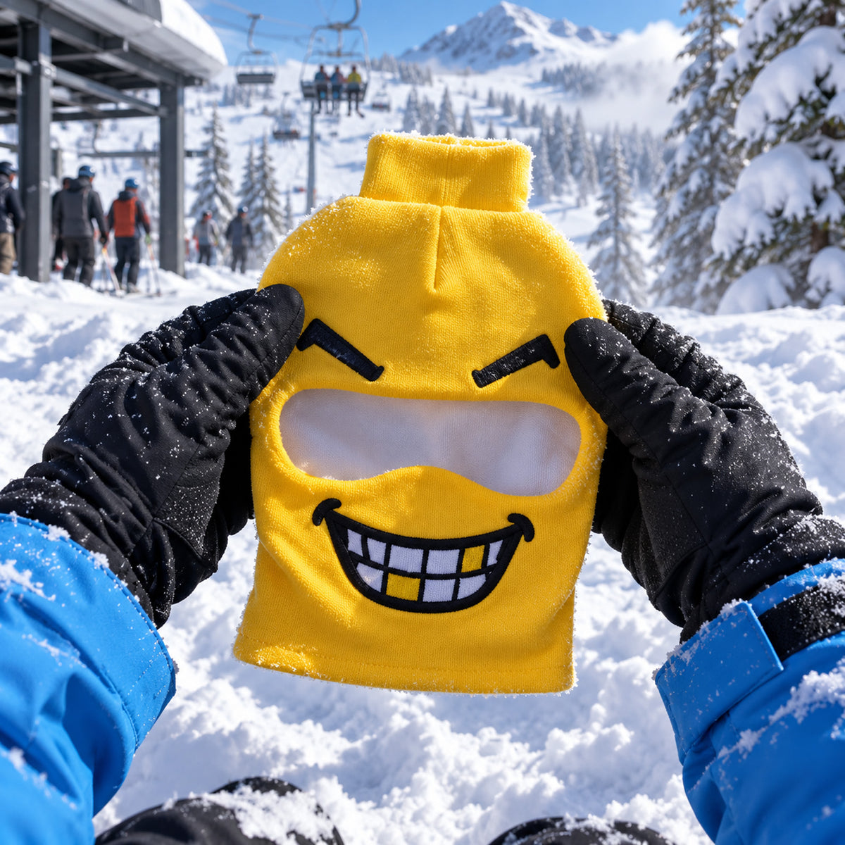 Funny Cheeky Emoji Balaclava Ski Mask, Smiley Face Winter Mask, Novelty Snowboard Skiing Gift 686507 WFD