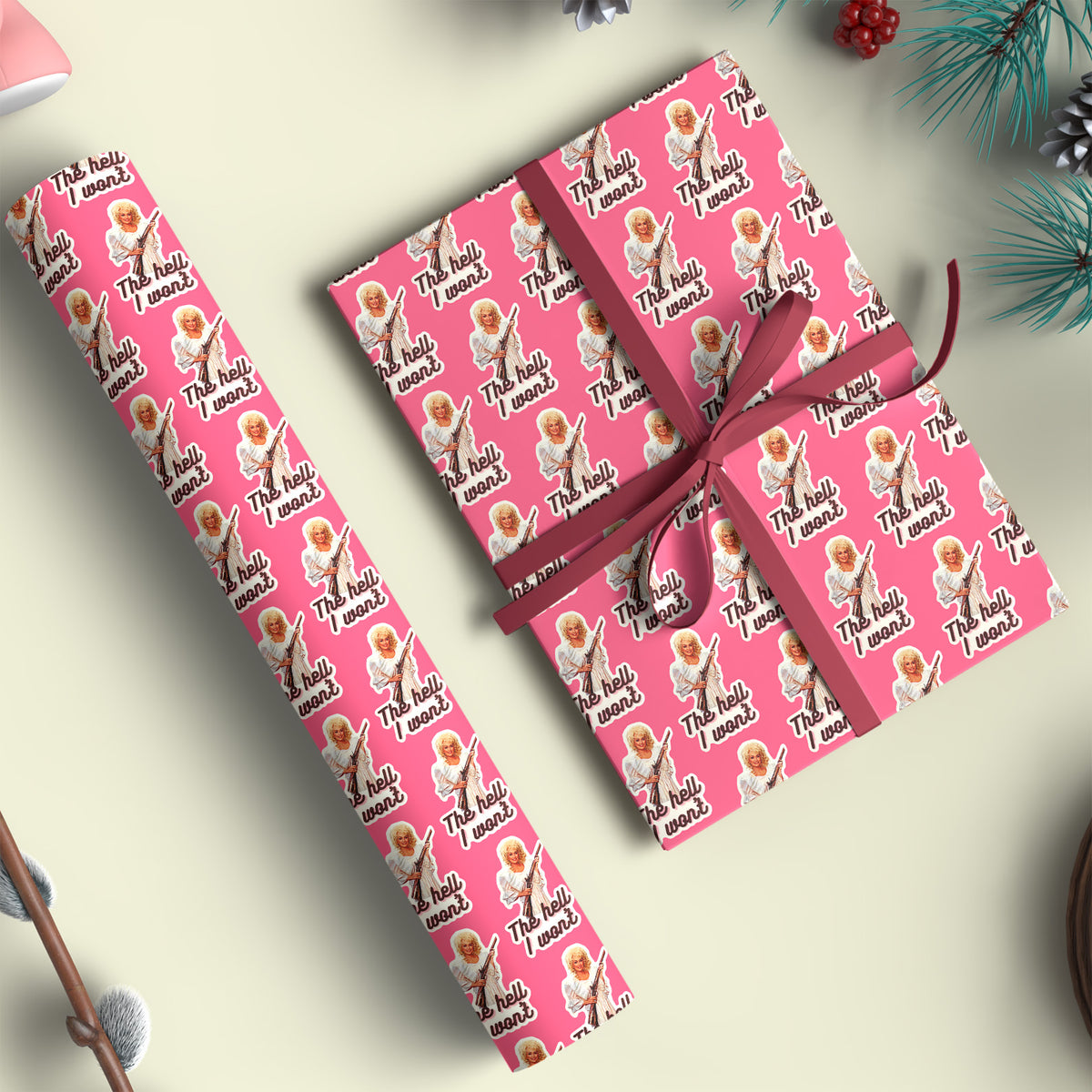 Dolly Parton The Hell I Won't Wrapping Paper, Funny Country Music Christmas Gift Wrap, Dolly Fan Gift 686350