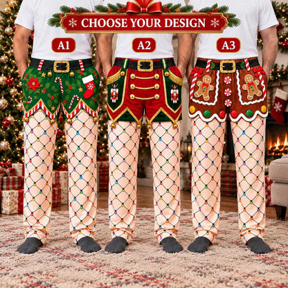 Funny Christmas Pajama Pants for Men, Elf Gingerbread Christmas Lounge Pants, Funny Gift for Him 686591 WFD