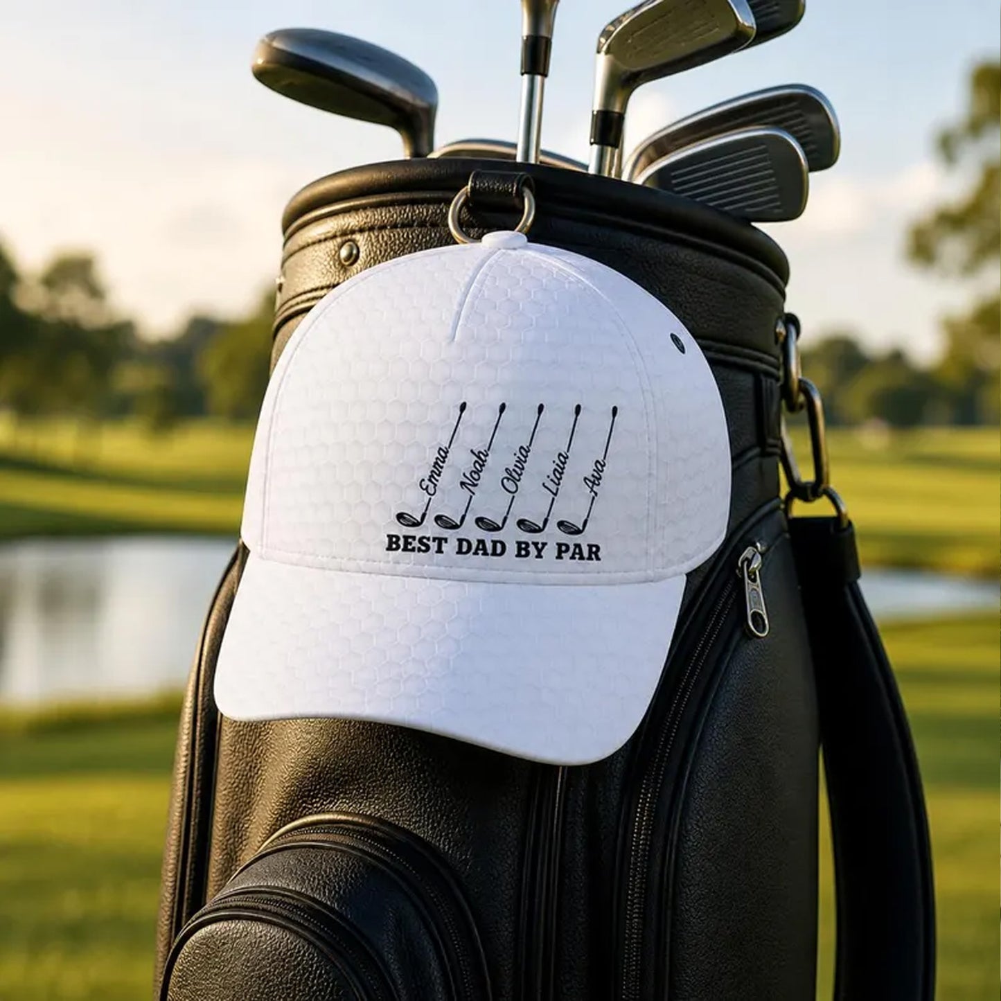 Best Dad By Par Hat, Personalized Golf Cap, Custom Kids Names Golf Gift For Dad, Father's Day Gift 685127