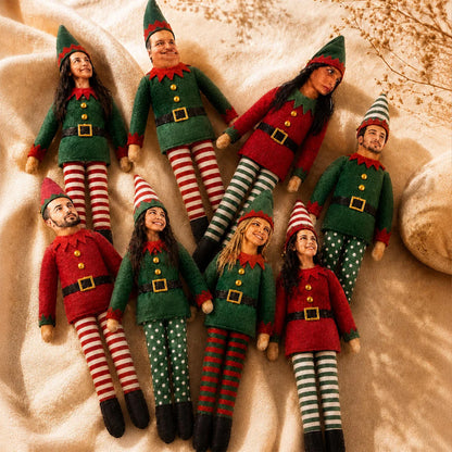 Personalized Photo Face Poseable Christmas Elf Doll, Custom Mini Plush Elf with Optional Cube Toy 686693 WFD