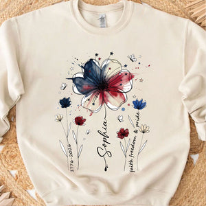 USA 250 Years Anniversary Floral Shirt, 1776–2026 Patriotic Wildflower T-Shirt, Freedom 4th of July Bright Tee 684940