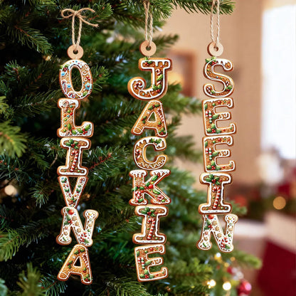 Personalized Gingerbread Name Wooden Ornament, Custom Name Initial Christmas Ornament Gift 686287 WFD