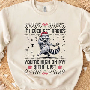 Tyler Childers Rabies Bitin' List Christmas Bright Sweater, If I Ever Get Rabies Funny Raccoon Tee 686304