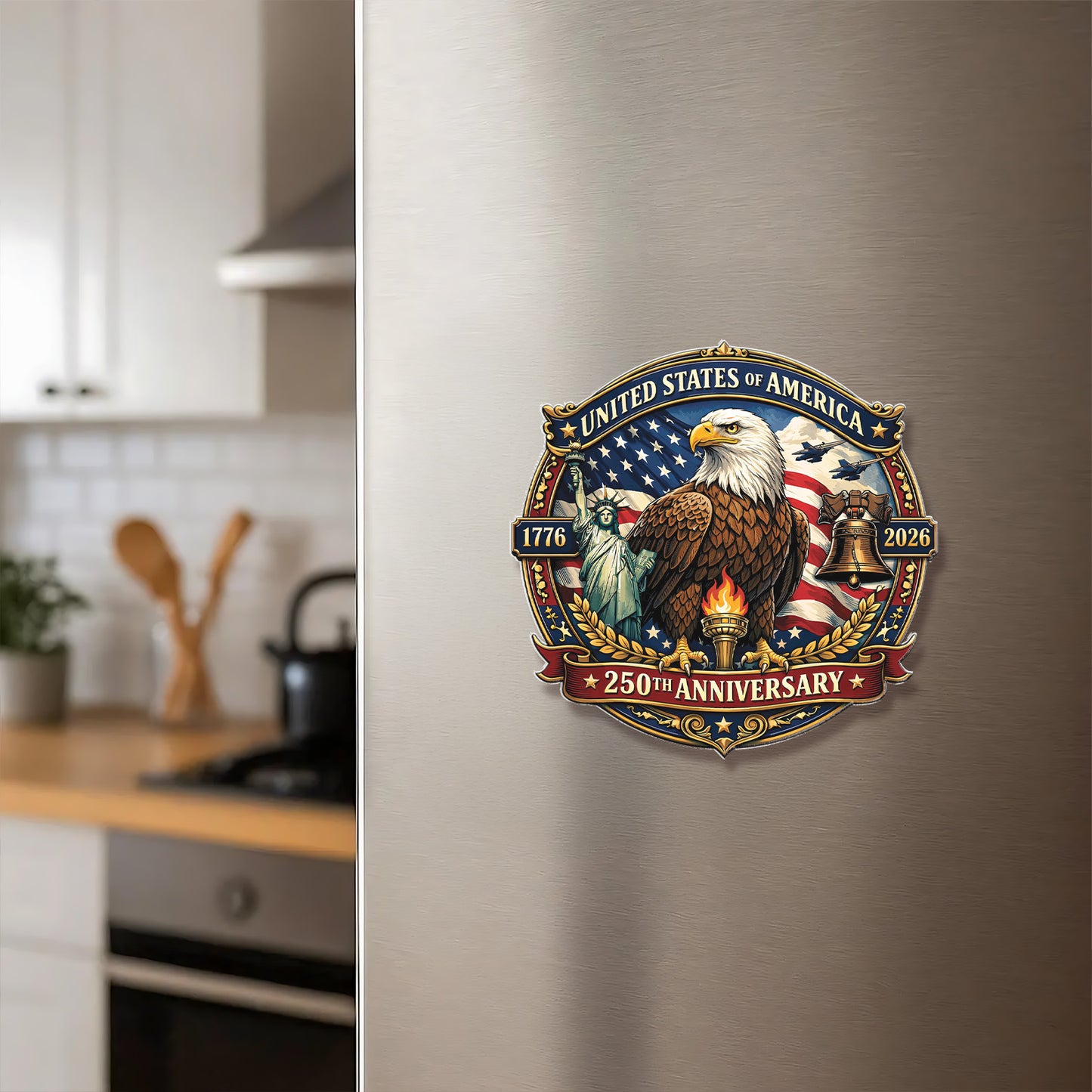 USA 1776–2026 250 Years Anniversary Fridge Magnet | Patriotic Eagle Liberty Fridge Magnet 684543