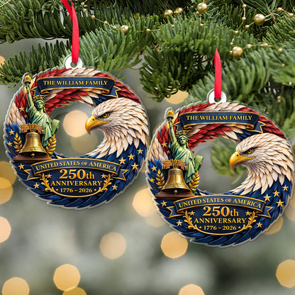 Personalized USA 250 Years Acrylic Ornament, Custom Name Eagle Liberty Christmas Decor 685758