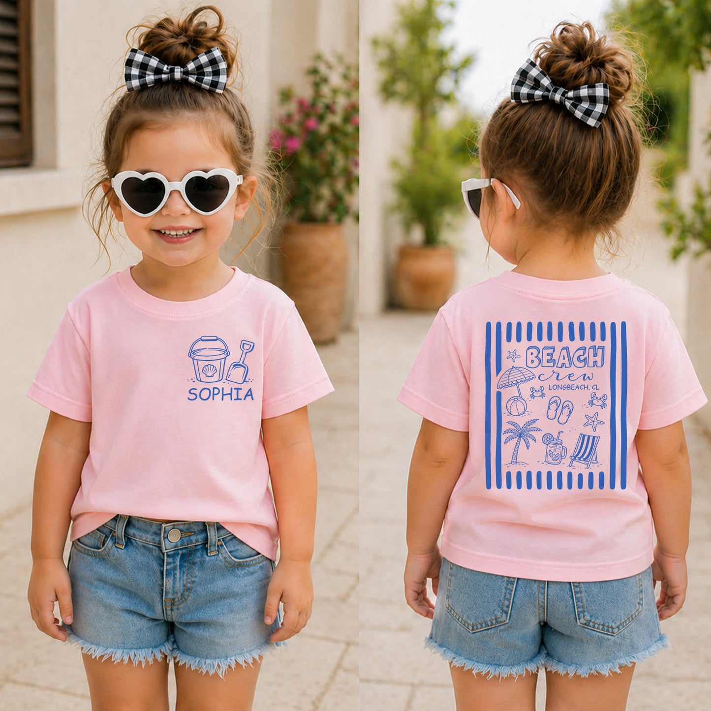 Custom Beach Crew Pocket & Back Kids Shirt, Personalized Family Vacation Tee, Summer Beach Trip Kids Shirt 685510