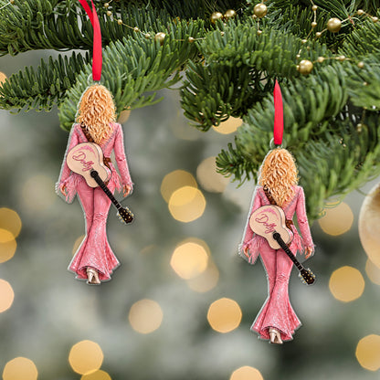 Dolly Parton Pink Outfit Acrylic Ornament, Guitar Country Music Christmas Ornament, Dolly Fan Gift 686174