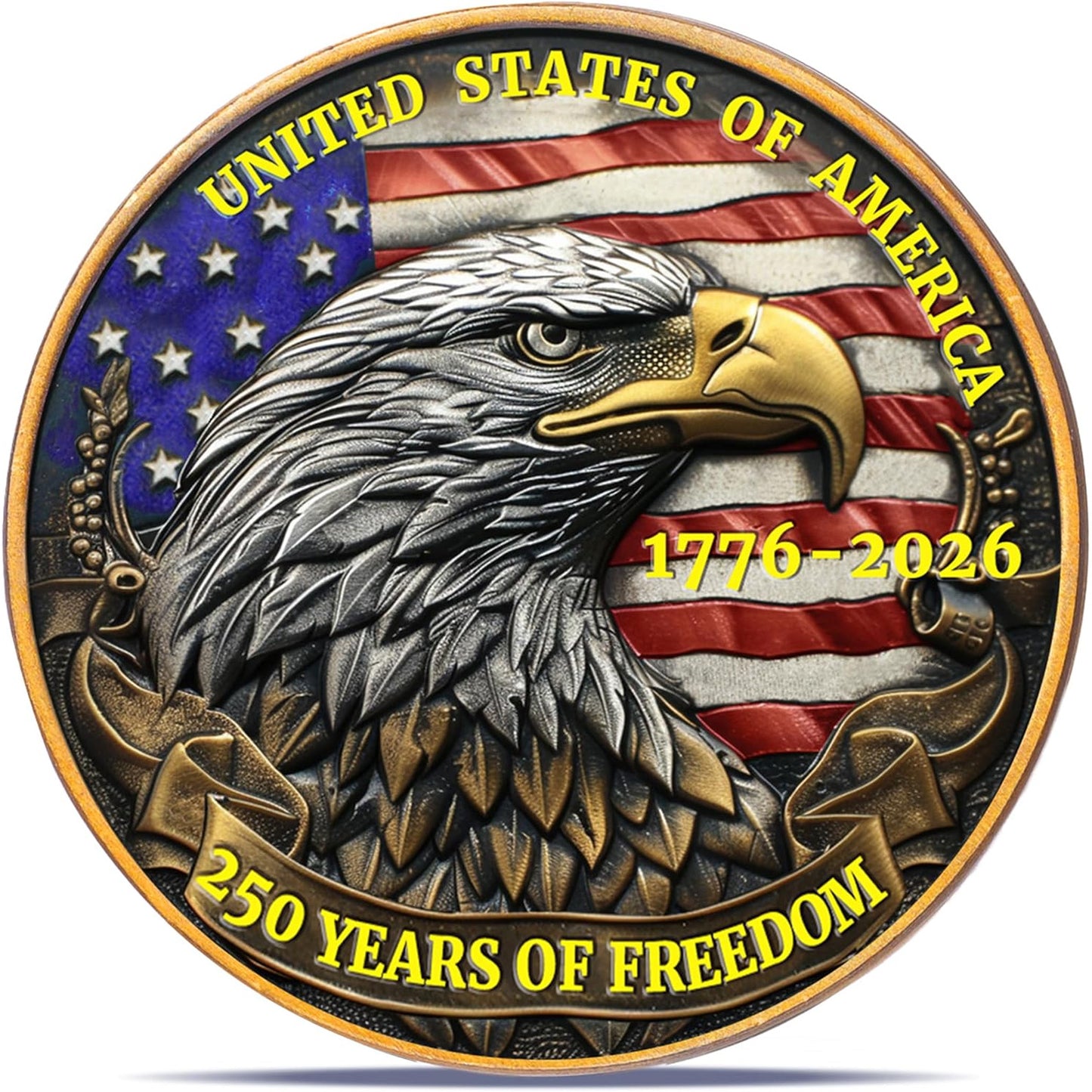 USA 250 Years of Freedom Commemorative Coin | Patriotic Eagle US Flag 1776–2026 Coin 684631