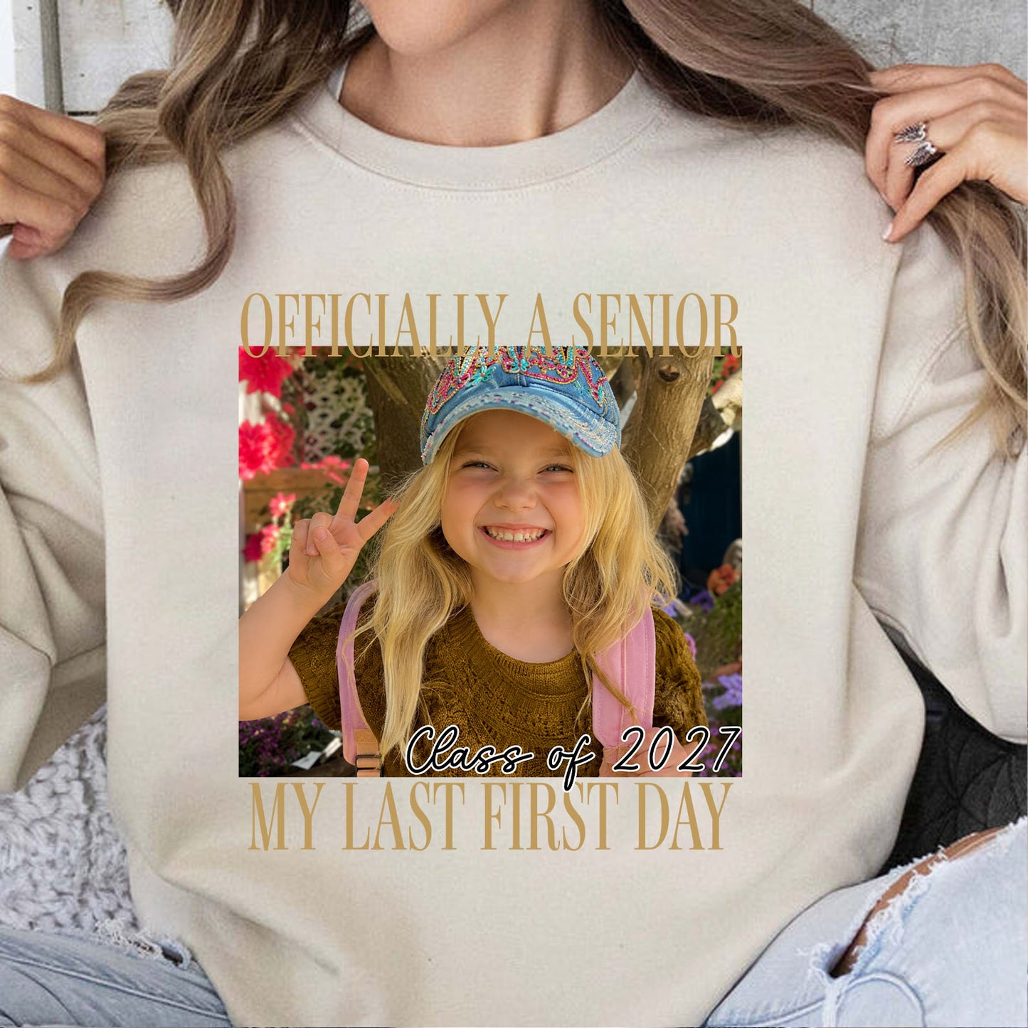 Custom Photo Senior 2027 Bright Shirt, Personalized Vintage Class of 2027 Tee, Last First Day Graduation Gift 685728
