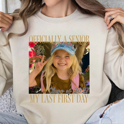 Custom Photo Senior 2027 Bright Shirt, Personalized Vintage Class of 2027 Tee, Last First Day Graduation Gift 685728