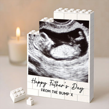 Custom Photo First Father's Day Baby Scan Building Brick Blocks, Personalized Brick Keepsake, Gift For Dad 685062