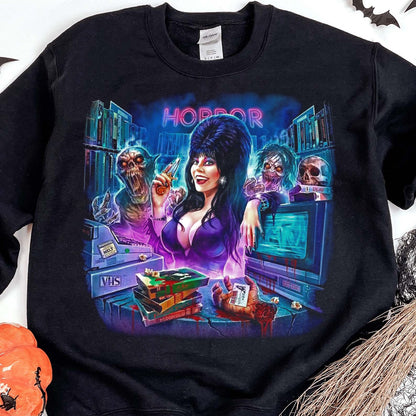 Elvira Mistress of the Dark Halloween Shirt, Retro 80s Horror Movie Shirt, Vintage Halloween Tee 683308-5