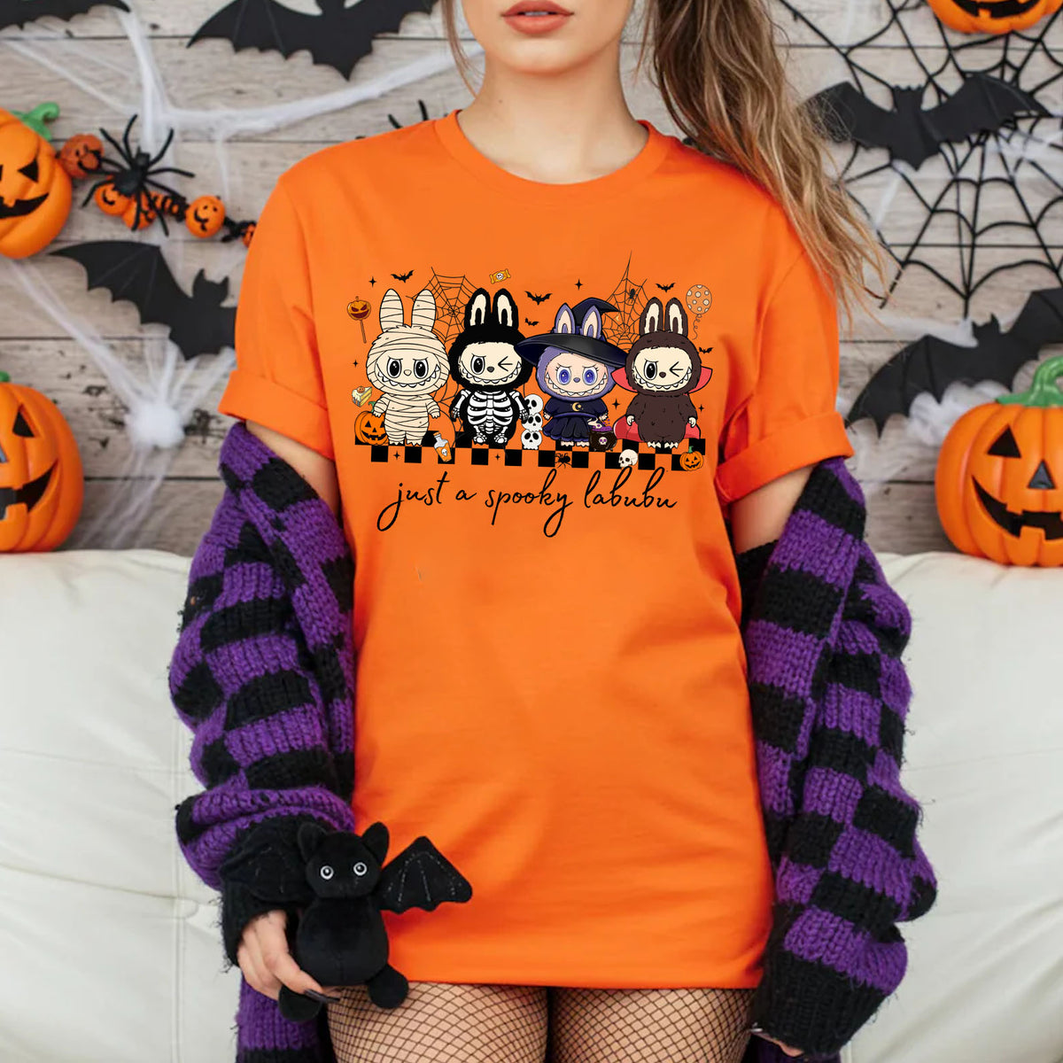 Just A Spooky Labubu Halloween Shirt, Doll Monster Characters Halloween Sweatshirt, Funny Halloween Shirt 683303