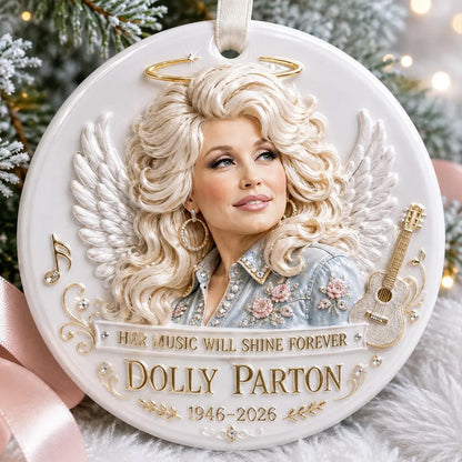 Dolly Parton Angel 3D Relief White Acrylic Ornament, Country Music Legend Memorial Christmas Ornament 686143 WFD