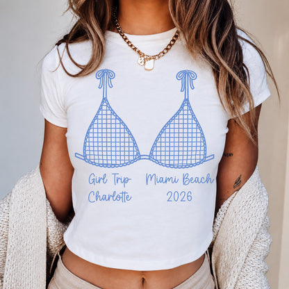 Personalized Girl Trip Baby Tee, Custom Bikini Line Shirt, Beach Vacation Friends Matching Tee Gift 685622