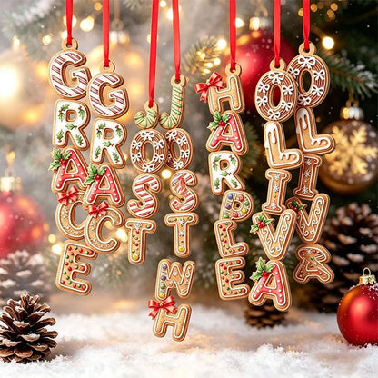 Personalized Gingerbread Name Wooden Ornament, Custom Kids Name Christmas Ornament 686165 WFD