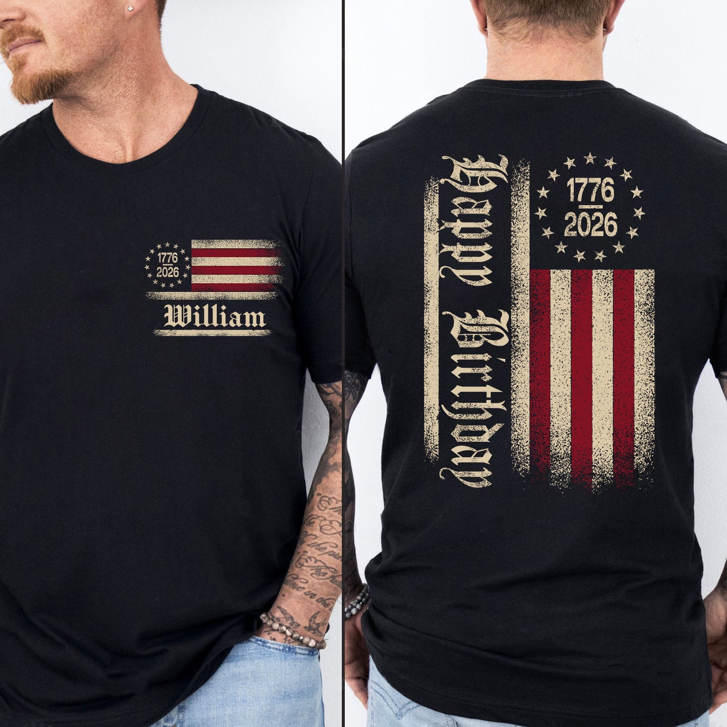 Custom USA 250 Years Anniversary Dark Shirt | Personalized America 1776–2026 Pocket & Back Shirt 684561