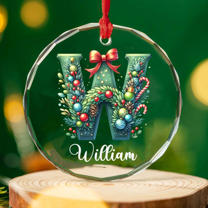 Christmas Custom Name Glass Ornament, Custom Family Ornament, Personalized Alphabet Christmas Ornament 683387