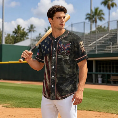USA 250 Years Of Freedom Baseball Jersey, Patriotic Eagle 1776-2026 Independence Day Shirt, 4th Of July Jersey 685327 WFD