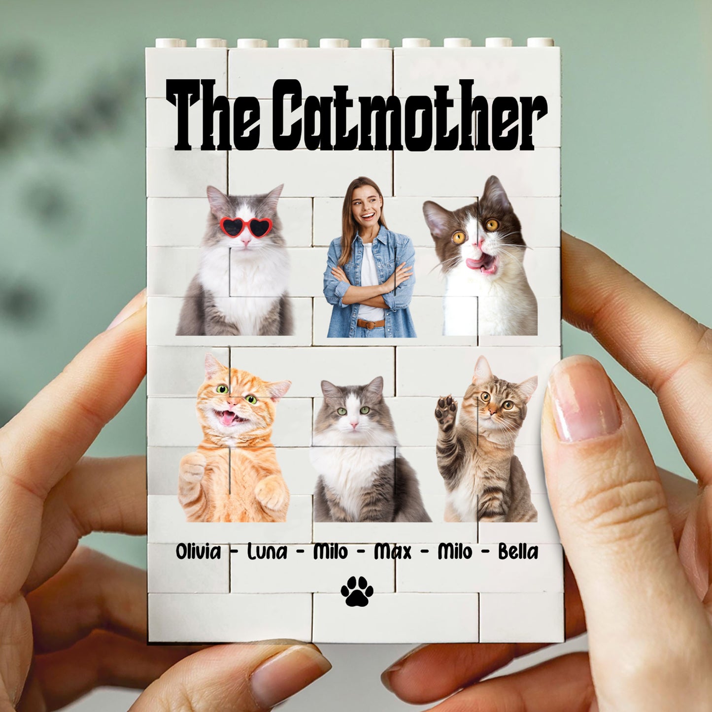 Custom Photo Cat Building Brick Blocks | Catmother Catfather Brick Block | Personalized Gift for Cat Lovers 684295