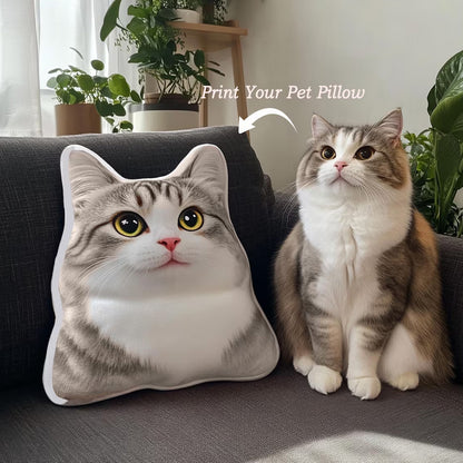 Personalized Pet Shaped Pillow, Custom Photo Dog Cat Pillow, Pet Portrait Memorial Gift for Pet Lovers 686444 WFD