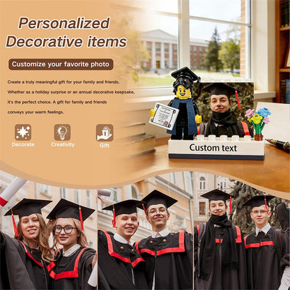 Personalized LEGO Graduation Mini Figure Keepsake, Custom Photo Class of 2026 Display, School Logo Name Gift 684908