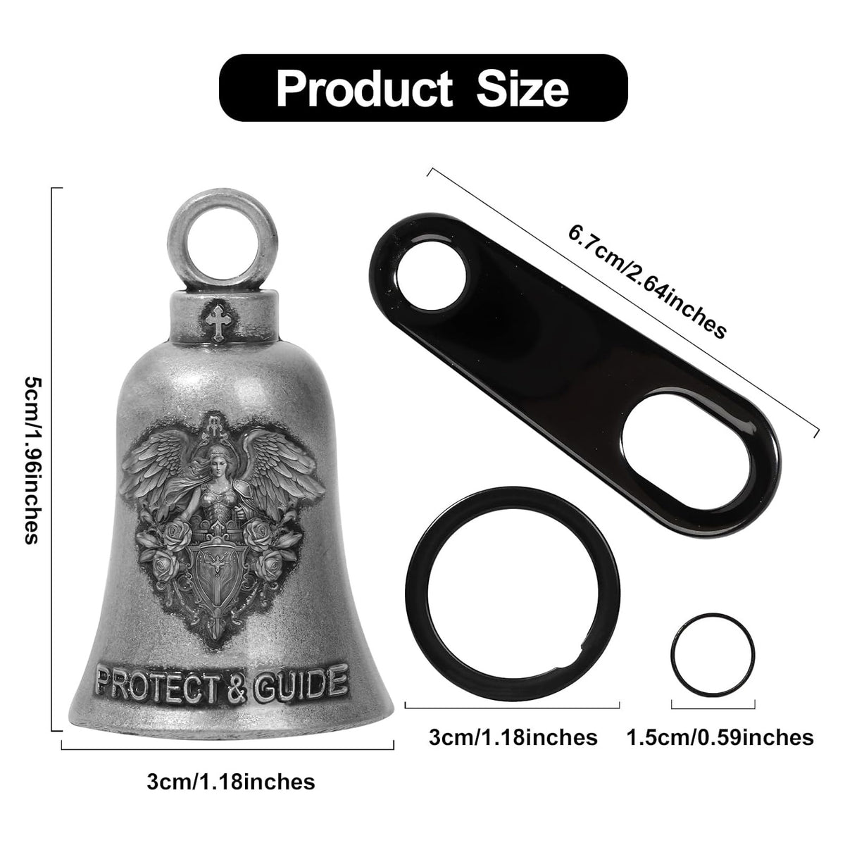 Guardian Angel Motorcycle Bell, Protect & Guide Riding Bell, Biker Safety Charm, Motorcycle Guardian Bell 684052